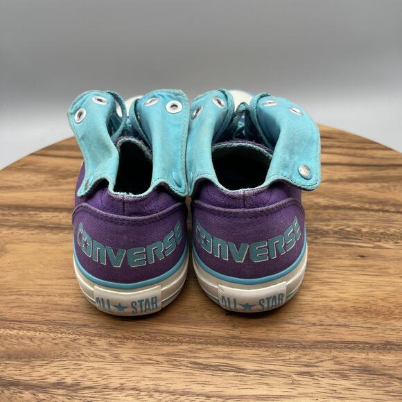Converse Chuck Taylor All Star Shoes Womens 8.5 Purple Teal Fold Casual Skate - Picture 4 of 8